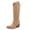 Apricot, variant on Suede Cowboy Knee High Boots Women Pointed Toe Chunky Heel Embroidered Western Cowgirl Boots