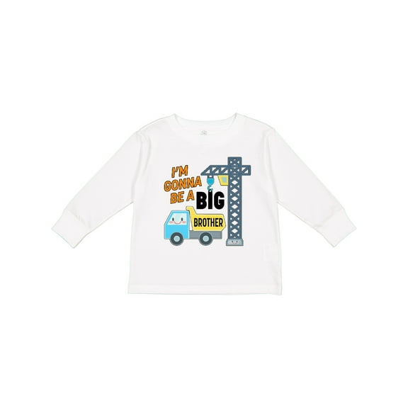Inktastic Im Gonna Be a Big Brother- Truck and Crane Boys Long Sleeve Toddler T-Shirt