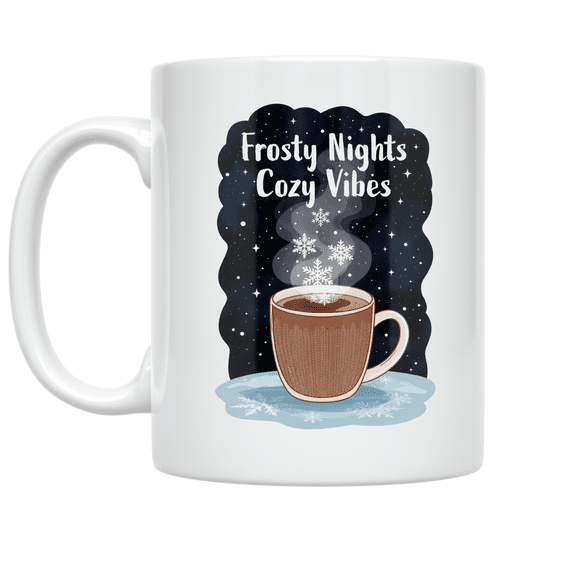Frosty Nights Cozy Vibes - Winter Relaxation Enthusiast - 11 oz Ceramic Coffee Mug
