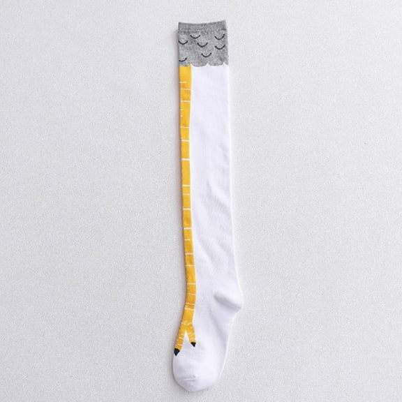 AUQ Knee High Socks,Playful Quirky Thigh High Socks,Soft Insulating Long Socks for Women,White