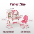 thumbnail image 4 of YNCE Kids Study Desk and Chair Set for 6-14, Height Adjustable Study Table Chair Set for Kids with Drawers Bookstand 80cm Desktop Foot Pedal Ergonomic Table Chairs for Boys Girls, 4 of 8