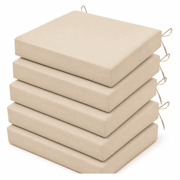 Outdoor Chair Cushion Set Of 4 18.5 X 16 Inch Patio Cushions Forniture Water Resistant With Non-slip Ties(beige)
