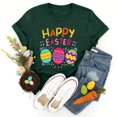 thumbnail image 4 of Uooqdmx Graphic Tees Women, Cotton Shirts for Women, Easter Gifts, Happy Easter Letter Easter Egg Print Round Neck Short Sleeved T Shirt Top, Plus Size Tops for Women, Green 2 M, 4 of 5