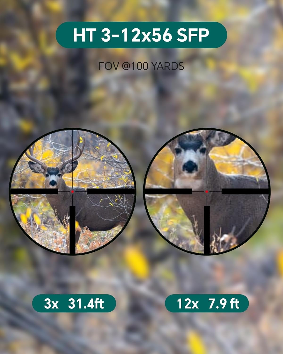 Aquilifer HT 3-12x56 SFP Rifle Scope, Red-Illuminated Mil Dot Reticle, 1/10 MRAD Turrets, 30mm Tube, Low-Light Hunting Optic, Waterproof Fogproof Shockproof Riflescope