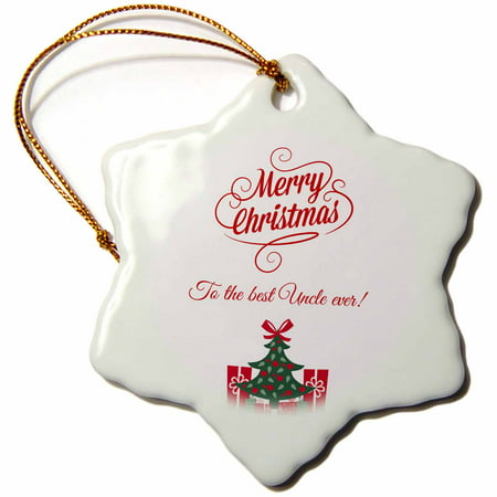 3dRose Merry Christmas to the best uncle ever, Snowflake Ornament, Porcelain, (Merry Christmas And All The Best)