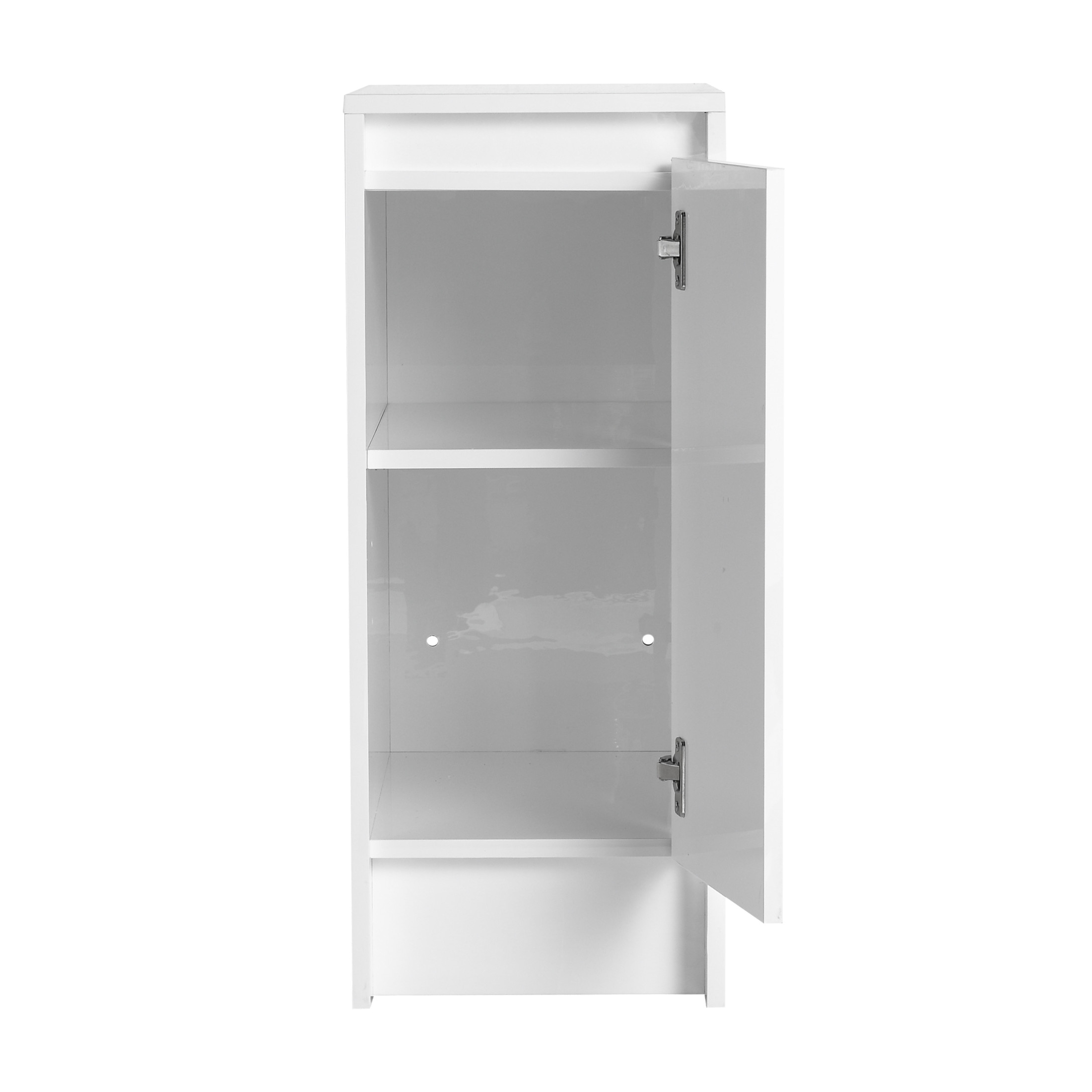 Noble House 12" Freestanding Bathroom Storage Cabinet, Soft-Close Door, Adjustable Shelf, Hidden Handle, Glossy White