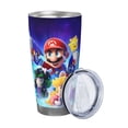 thumbnail image 2 of Lsque Mario Pattern 20oz Car Cup with Lid and Straw, Insulated Coffee Cup with Straw Topper, Spill Proof Travel Coffee Mug, Stainless Steel Tumble, 2 of 8