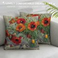 thumbnail image 3 of PIKWEEK  Ink Oil Painting Watercolor Red Orange Poppy Flowers Green Leaves Decorative Lumbar Throw Pillow Cover Case Home Living Room Bed Sofa Car Cotton Linen Rectangular, 3 of 5