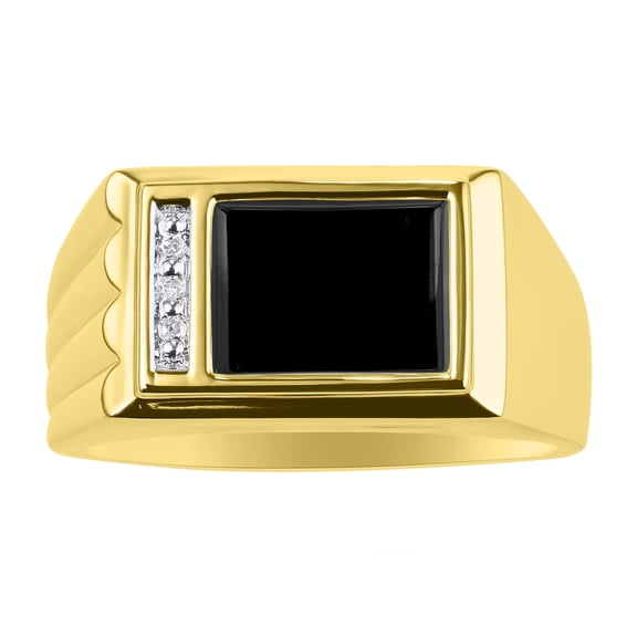 RYLOS Men's Ring - Gorgeous Onyx in 14K Yellow Gold Size 10
