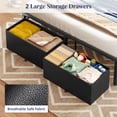 thumbnail image 5 of Fairy Queen Bed Frame with Storage Headboard, LED Lights, Charging Station and 2 Drawers, Metal Platform Bed, No Box Spring Needed, Black, 5 of 8
