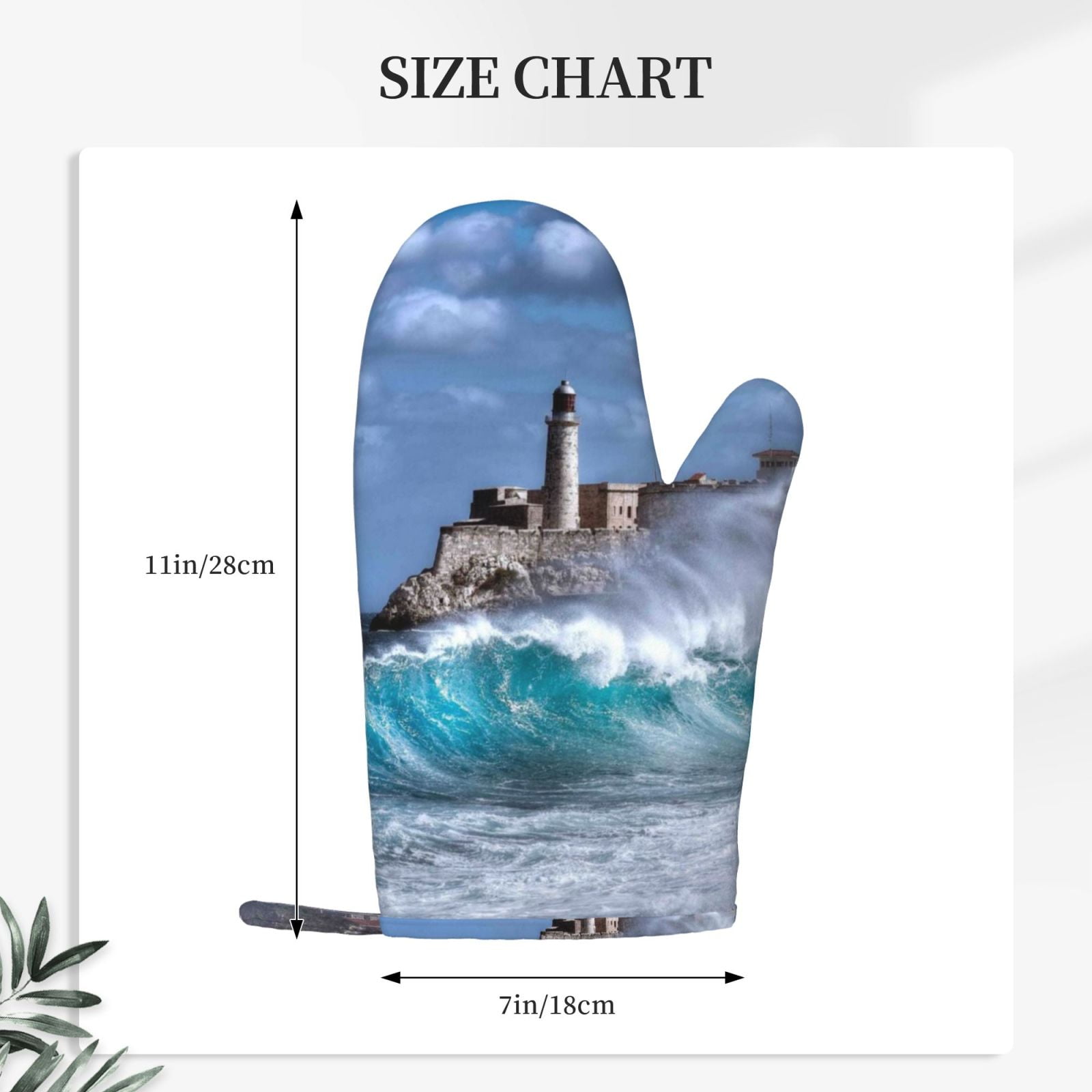 Hirioo Lighthouse in Havana for Silicone Oven Mitts for BBQ, Baking, Cooking, Set of 2, Heat Resistant 260℃, Non-Slip Kitchen Essentials