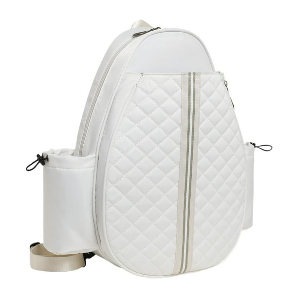 Mochila acolchada para raquetas de tenis y bádminton con dos bolsillos laterales. Blanco