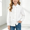 thumbnail image 2 of WUANDIXFA Kids Button Down Shirt Comfortable Soft and Stylish Long Sleeve Shirt for Girls Perfect for Back to School Formal Occasions,White,9-10 Years, 2 of 5