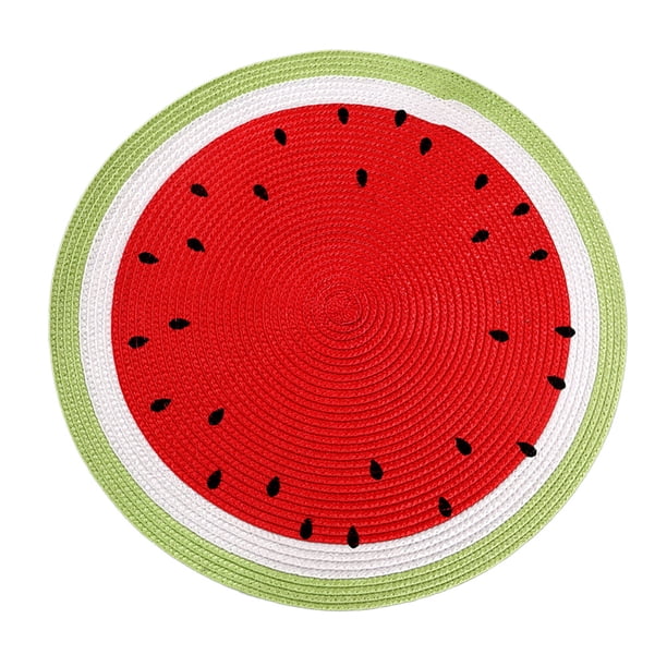 Manteles individuales de mesa de 1 pieza, posavasos con aislamiento térmico, mantel individual con forma redonda, alfombrilla antideslizante para decoración de mesa (patrón de sandía)