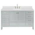 thumbnail image 2 of ARIEL Cambridge 61 Inch Grey Bathroom Vanity with Single Sink, Solid Wood, White Quartz Countertop, 1.5-Inch Edge, Rectangular Undermount Sink, 2 Soft Closing Doors, 9 Drawers, 2 of 8