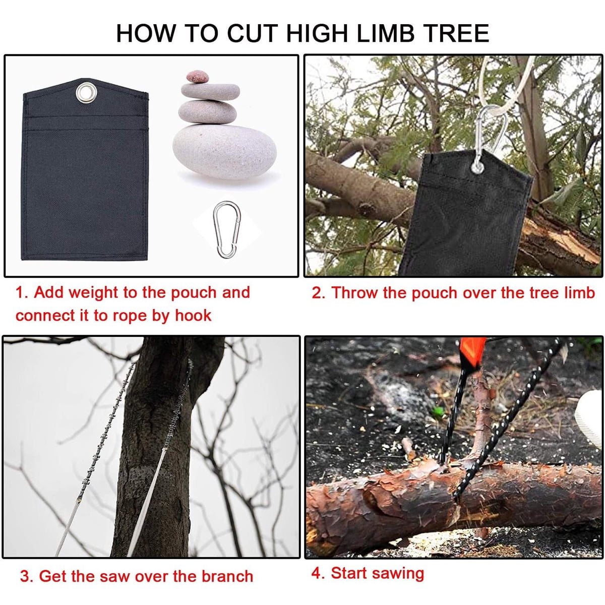 53 Inch Hand Rope Chain Saw Sharp Manual Tree Limb Chain Saw with 68 Teeth Folding Pocket Rope Chainsaw Tree Cutting Tool for Gardening Camping Survival Gear