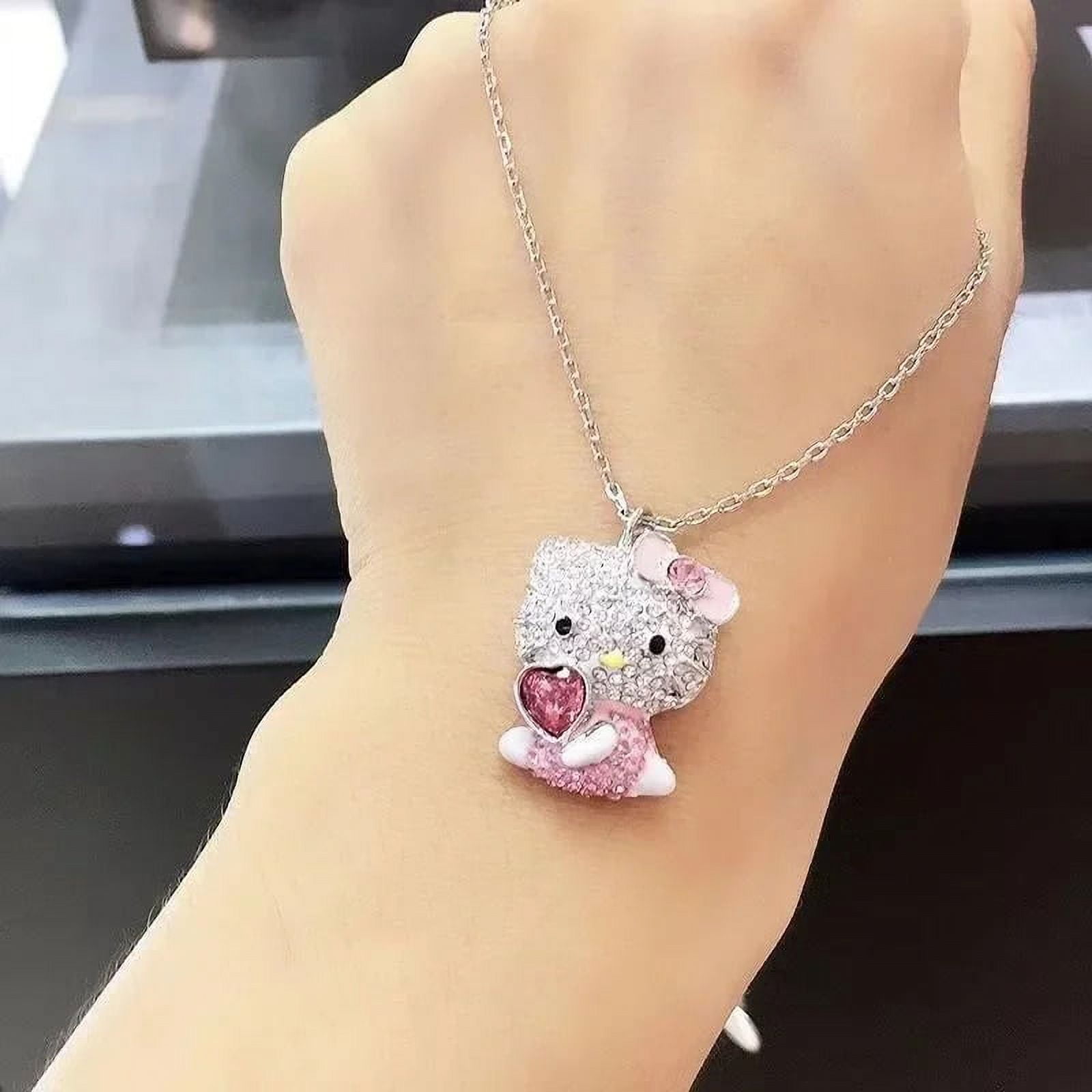 Hello Kitty Necklace Sanrio Anime Character Pink Peach Heart