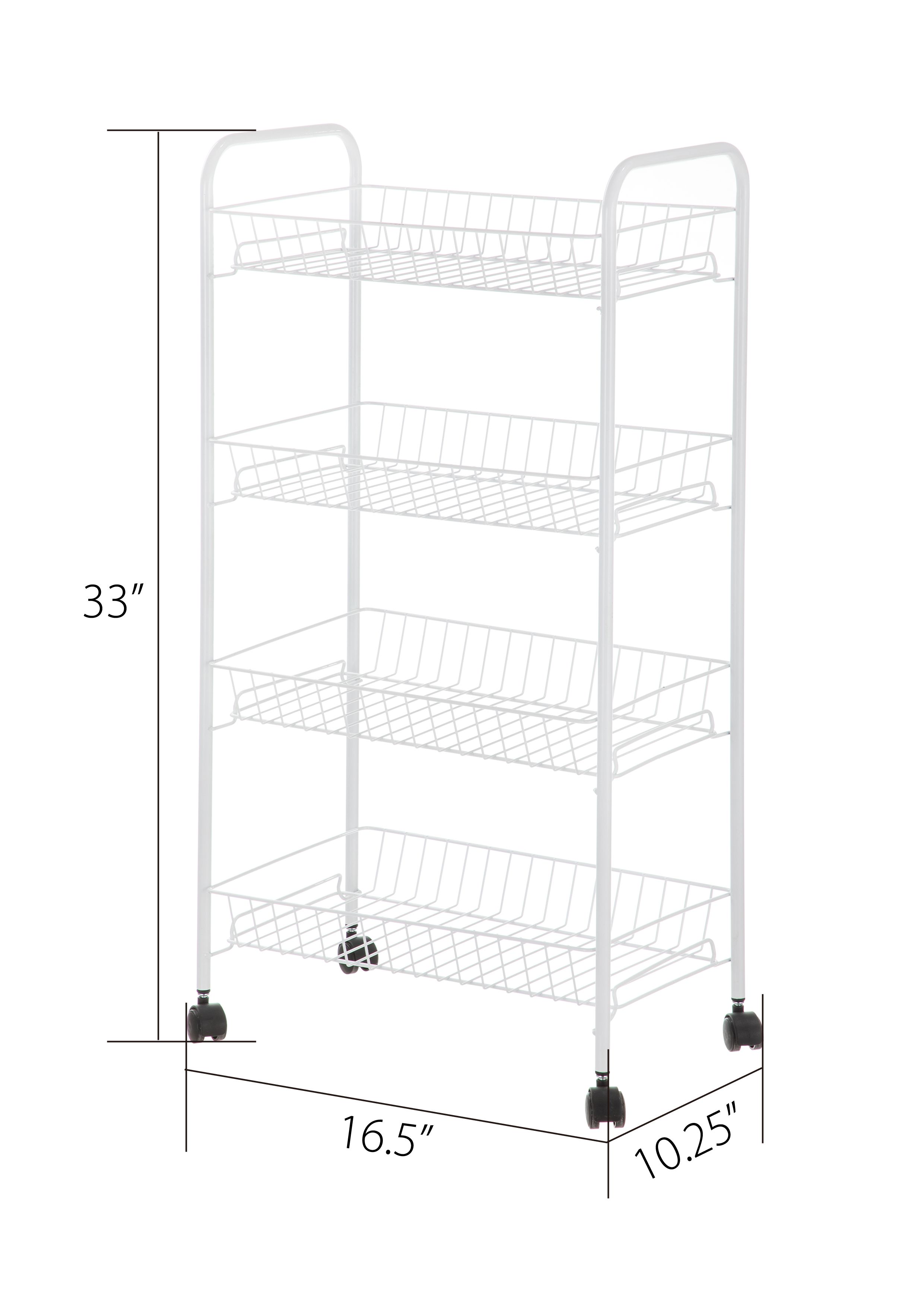 Mainstays 4 Tier Wire Organization Cart, White - image 4 of 11