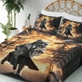 thumbnail image 3 of Ambesonne Cat Fitted & Top Sheet Set with Shams, Cinematic Humorous Agent Kitty, Pale Orange and Dark Grey, 3 of 5