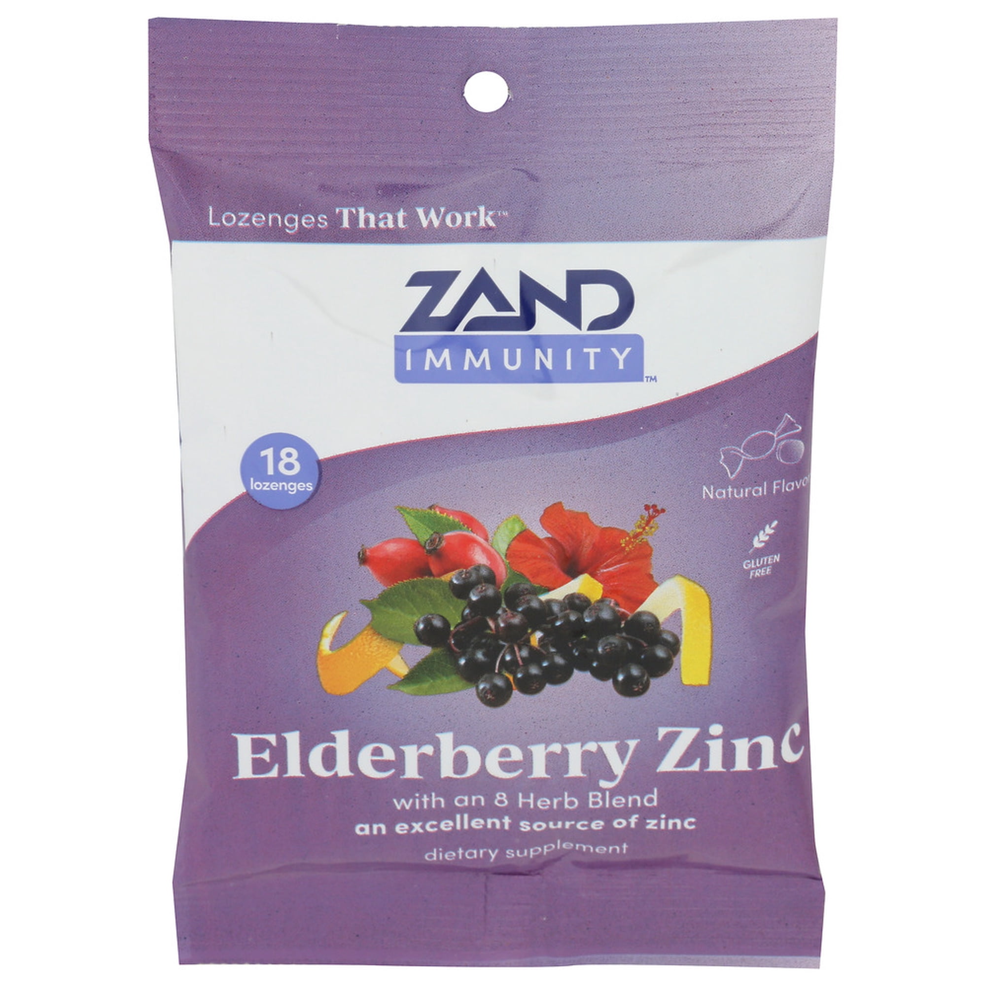 (Pack Of 12) Zand Lozenges Elderberry Zinc 18 Pieces