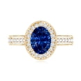 thumbnail image 4 of Rosec Jewels Vintage Inspired Ring for Women - Created Blue Sapphire Ring with Diamond Halo, 18K Yellow Gold, US 7.00, 4 of 8