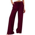 thumbnail image 7 of Women's 2026 Summer Lightweight Cotton Linen Wide Leg Trousers Elegant Casual Pants with Pockets by Yigetop Wine M, 7 of 7