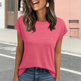 thumbnail image 4 of Womens Crewneck Cap Sleeve T Shirts Banded Bottom Top Loose Fit Short Sleeves Casual Basic Tops, 4 of 9