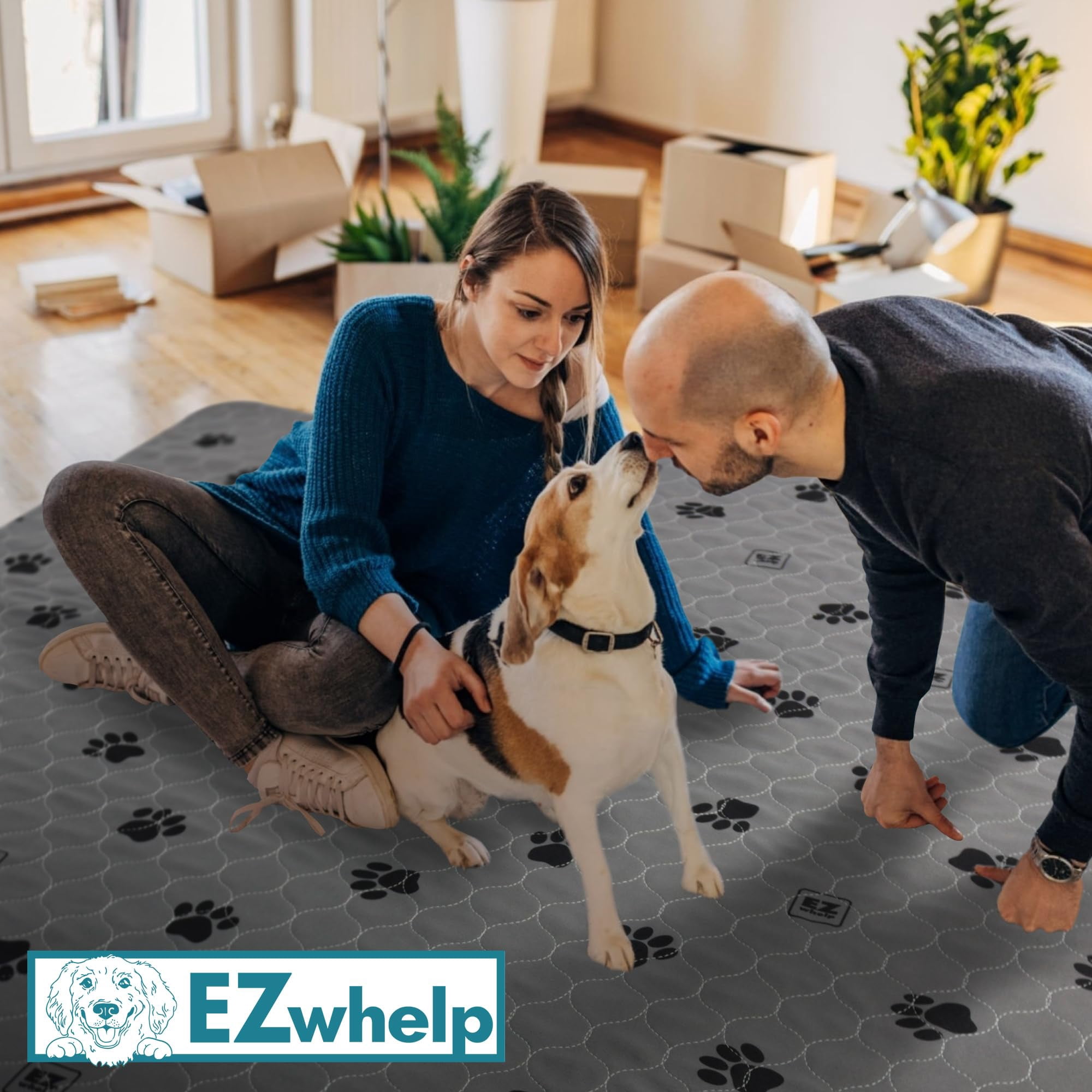 EZwhelp Premium Reusable Quick Dry Dog Pee Pads, 48x48 Inch 2 Pack – Waterproof, Washable, Non-Slip Training Pads for Large Dogs & Cats, Fast Absorbent, Durable Reusable Potty Mats