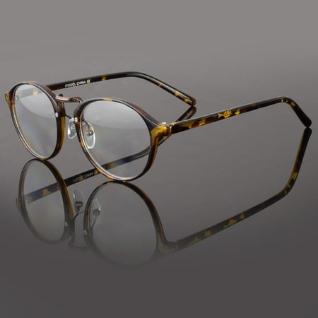 New Vintage Style Clear Lens Round Eye Glasses Gold Black Plastic Frame Unisex