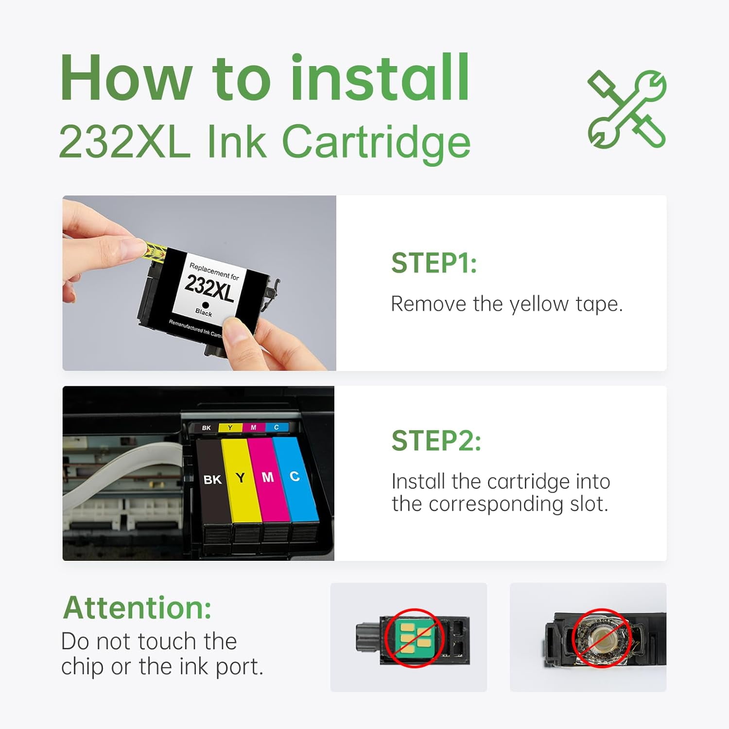 232XL Ink Cartridges Combo Pack Compatible for Epson 232 Ink Cartridge 232XL Works with WF-2930, WF-2950, XP-4200, XP-4205 Printer (3 Black, Cyan, Yellow, Magenta)