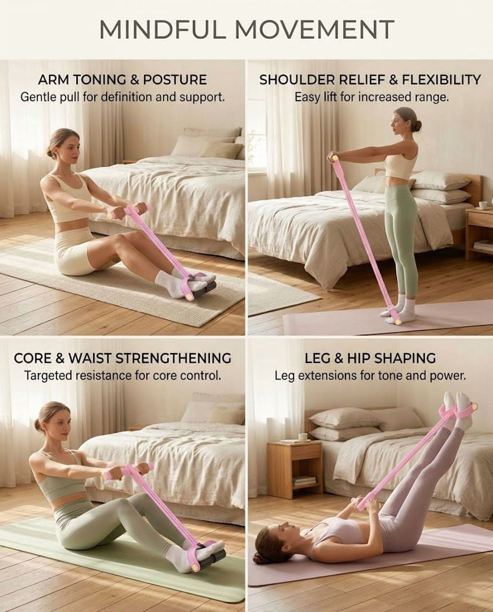 Full Body Resistance Exercise Band with Handles, Multifunction Home Workout Training Band for Strength Training, Stretching and Fitness Exercise