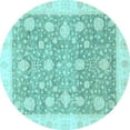 thumbnail image 1 of Ahgly Company Indoor Round Oriental Light Blue Traditional Area Rugs, 6' Round, 1 of 4