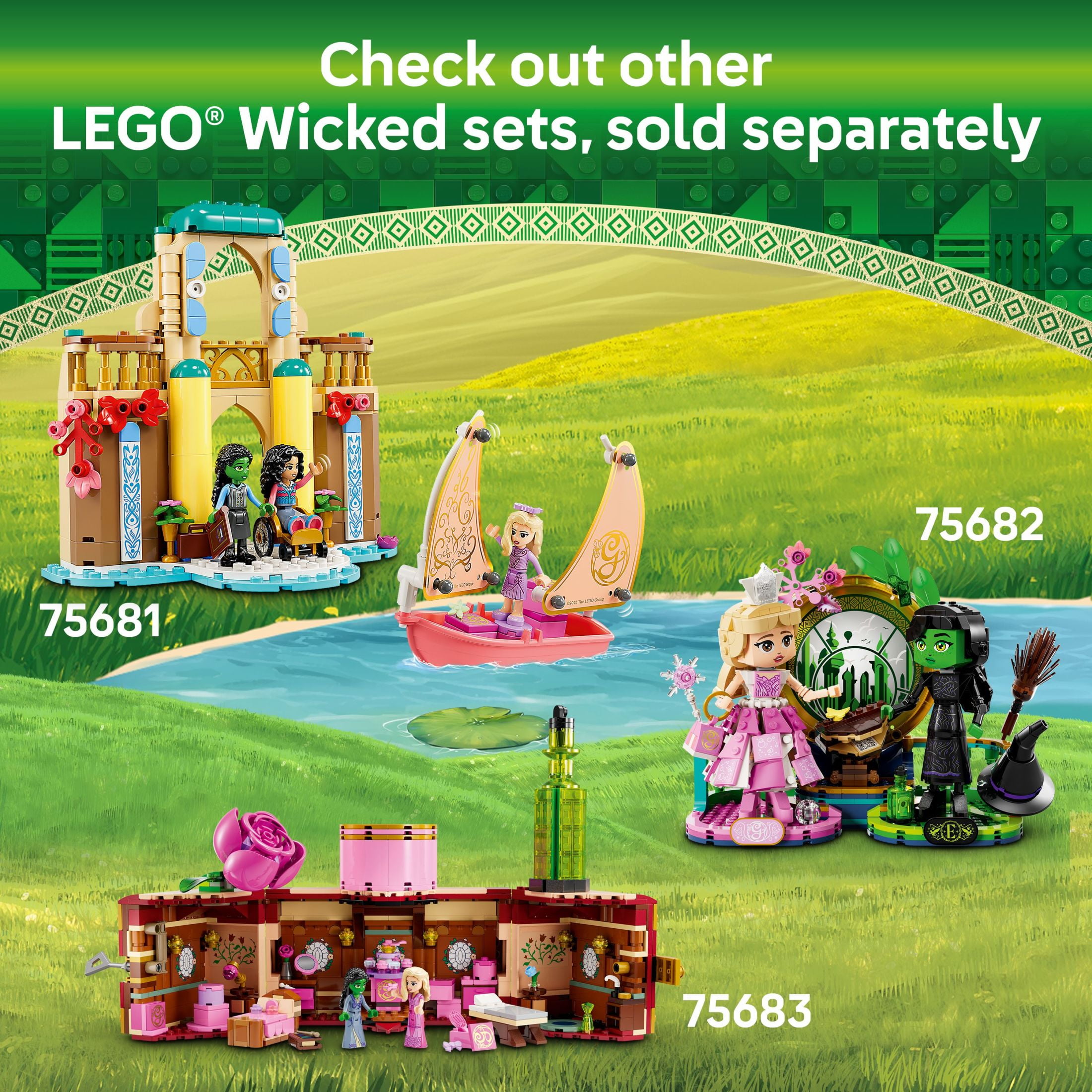 LEGO Wicked Welcome to Emerald City Building Toy - Wicked Toy For Kids, Ages 9+ - Gift for Girls and Boys with Tower Model, Glinda, & Elphaba Minidolls - 75684