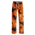 thumbnail image 4 of Womens Pj Pants Halloween Ghost Witch Print Wide Leg Drawstring Pajama Sleepwear, 4 of 5