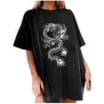 thumbnail image 1 of Hauts d'Été pour Femmes 2023 Mode Féminine Imprimé Col Rond Ample Manches Courtes T-shirt Blouse Pull, 1 of 5