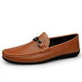 thumbnail image 3 of Spring Summer New Men's Casual Hollow Loafers Slip On Breathable Leather Flats Boat Shoes Driving Shoes Moccasins Comfort Walking Shoes, 3 of 12