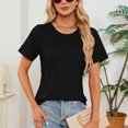 thumbnail image 5 of Shirts For Women Sevevn Womens Fashion Summer Casual Solid Short Sleeve Blouse T-Shirt Lightweight Top, 5 of 7
