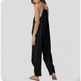 thumbnail image 6 of QATAINLAV Jumpsuits for Women Casual Summer Dressy Sleeveless Overalls Loose Long Wide Leg One Piece Pants Solid V Neck Adjustable Strap Jumpers with Pockets, Black, M, 6 of 9