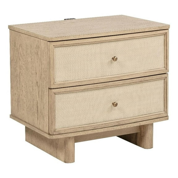 Kailani 2-drawer Nightstand Bedside Table Beige Oak
