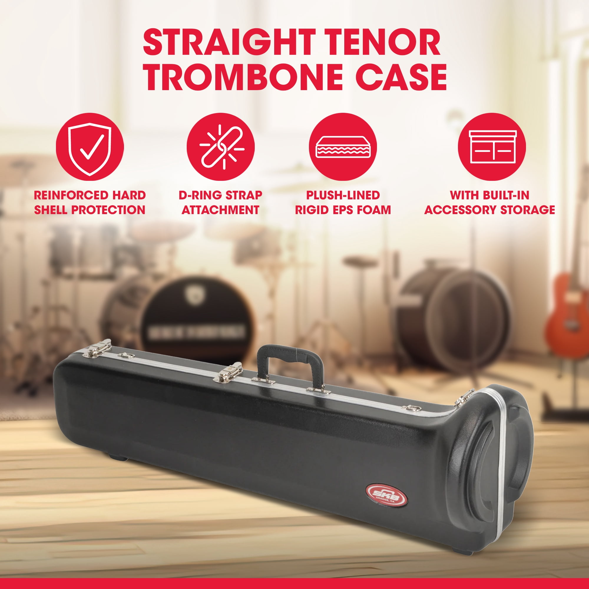 SKB Hardshell Travel Instrument Case for Small Bore Straight Tenor Trombones