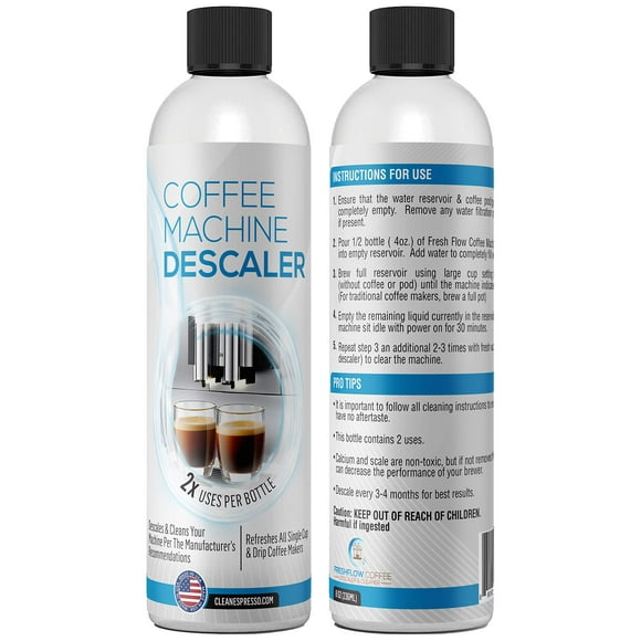 Solución Descalcificadora Para Máquinas De Café Y Espresso – Paquete De 2 Botellas (4 Usos) – Limpiador Descalcificador Universal Compatible Para Keurig Breville Nespresso Delonghi Y Todas Las Máquina