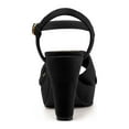 thumbnail image 3 of BLISSFUL STEP Women's Strap Platform Chunky Heel Slingback Sandals Black 9, 3 of 7
