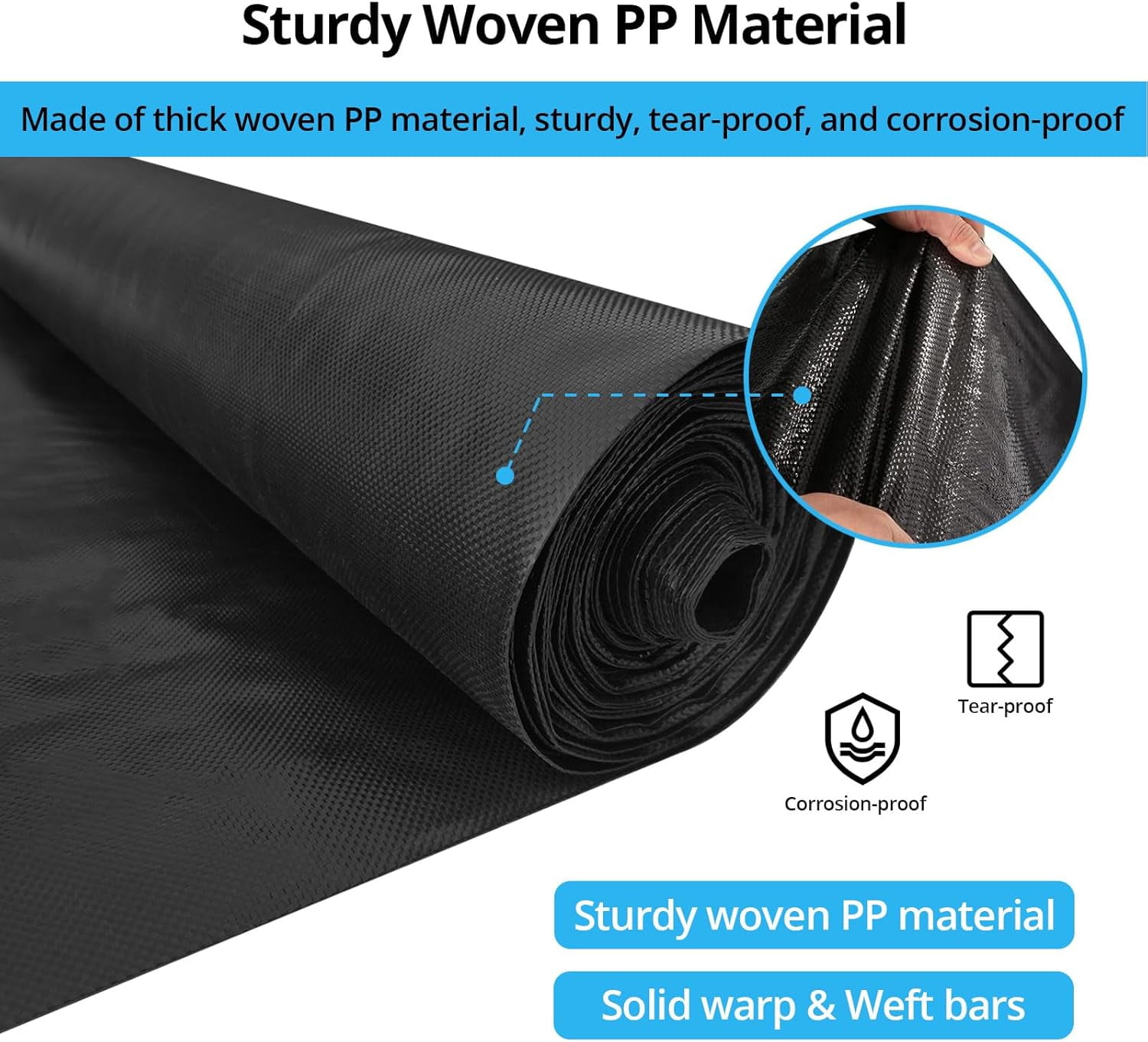 Acekid 13X108 FT Driveway Fabric 5.8OZ, Heavy Duty Commercial Grade Weed Barrier Geotextile, Black
