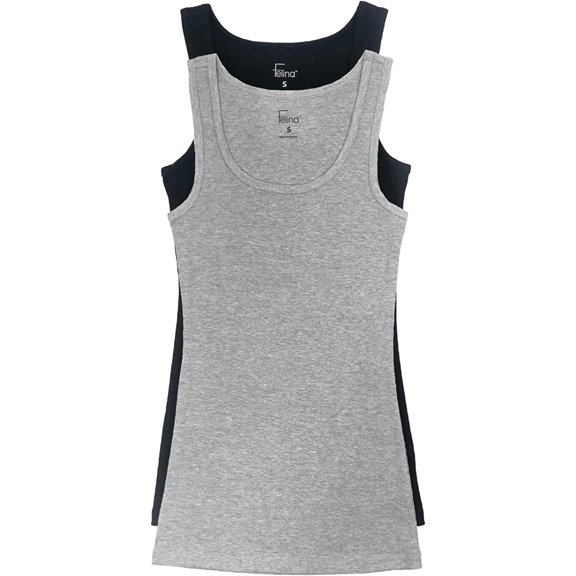 Cotton Ribbed Tank Top - Stylish and Comfortable Womens Tank Tops, Sleeveless Design, Perfect for Layering (Black Gray, Small)