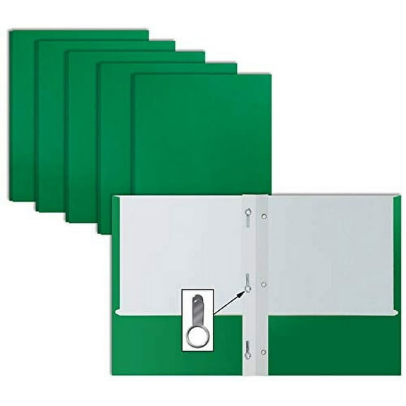 Better Office Products Letter Size Paper Folders with 3 Metal Prong, Green, 50 Pack