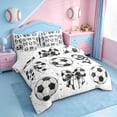 thumbnail image 2 of Erosebridal Soccer Theme Kids 7-Piece Twin Bedding Sets,Abstract Football Print Bowtie Bedding Comforter Set For Girls,Reversible, 2 of 7