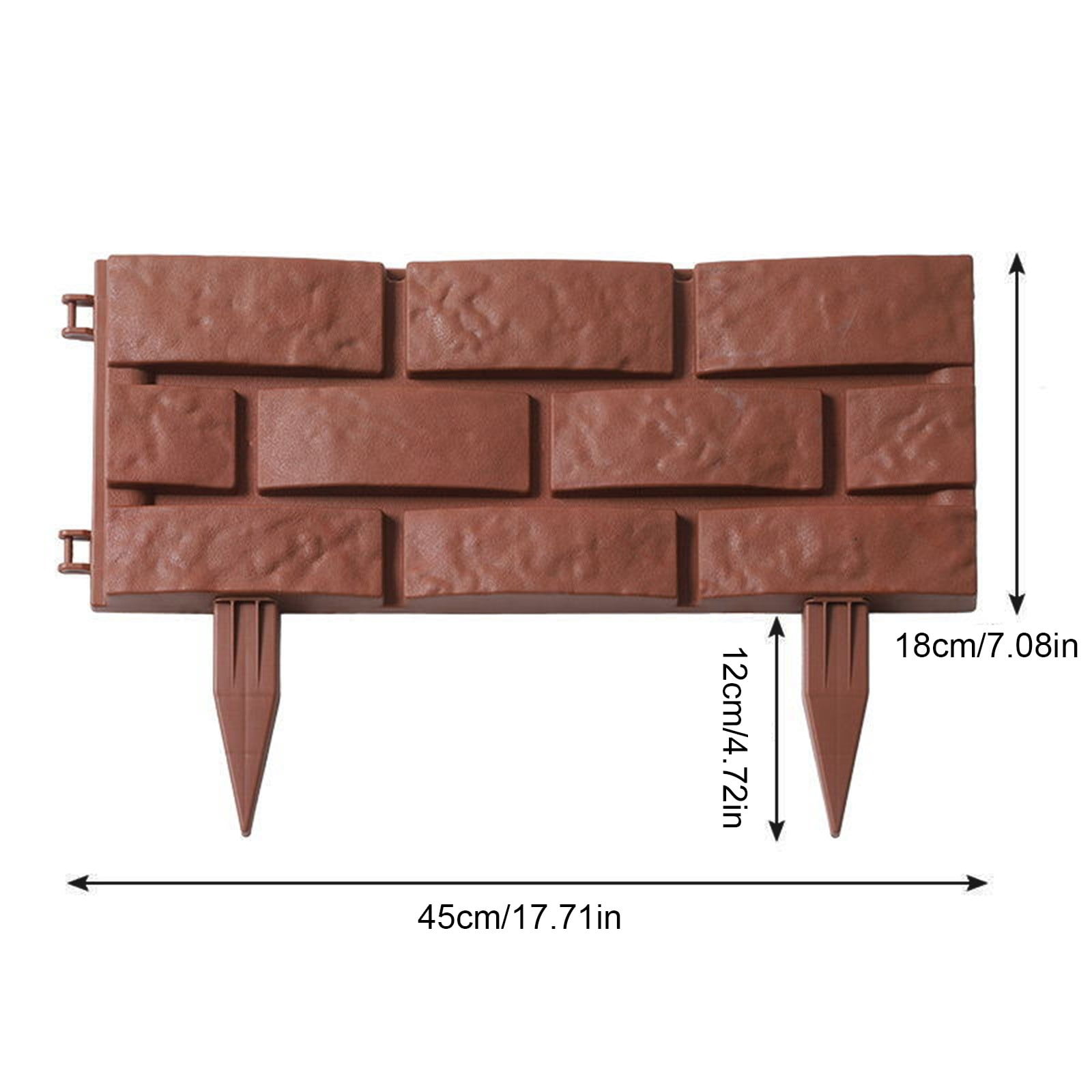 Plastic Garden Picket Fence Edging with Brick Design for Flowerbeds Grass Borders Weather Resistant Decorative Landscape Panels 4 Pack for Outdoor Yard and Vegetable Gardens Easy Install