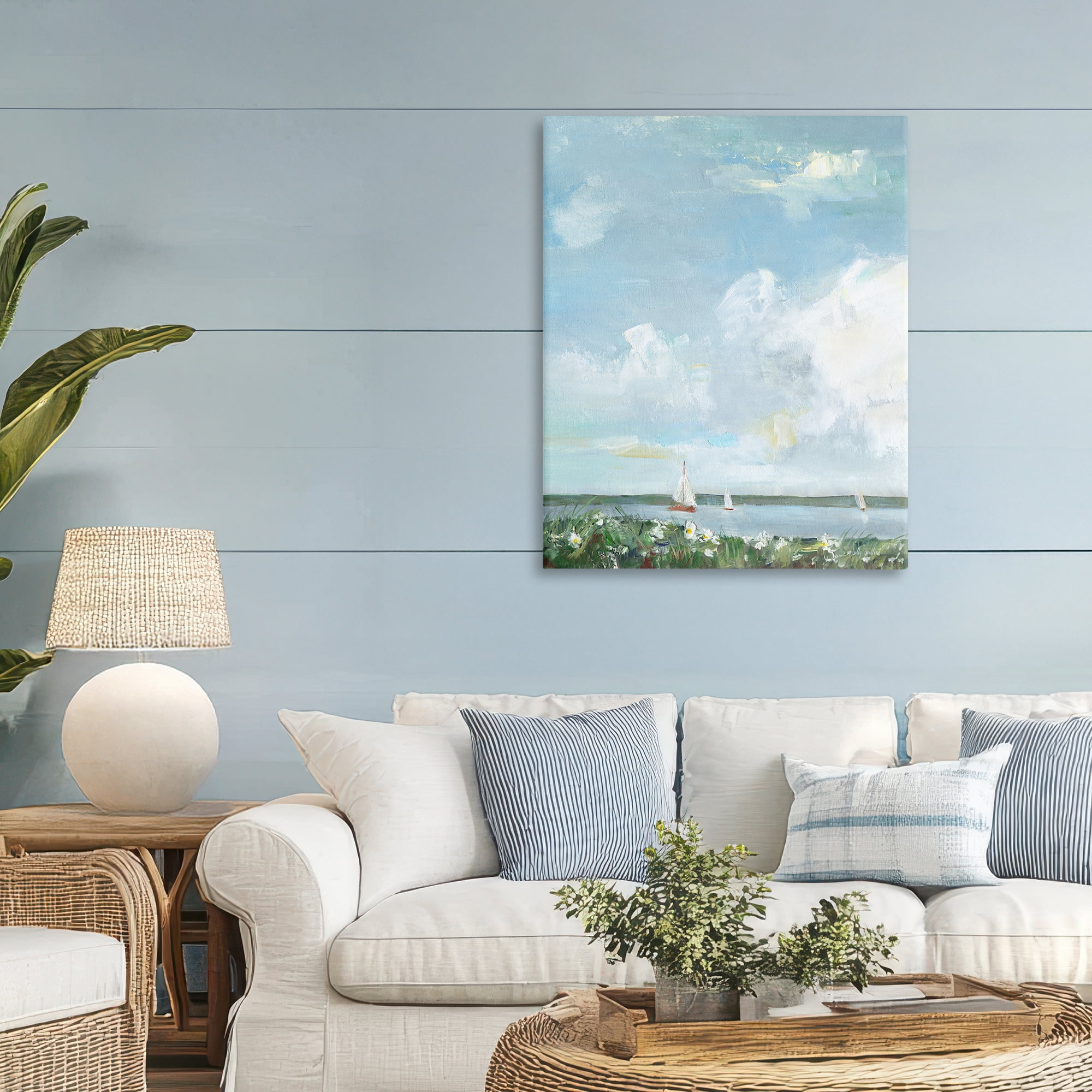 Stupell Industries Seaside Sailing Under Clouds Canvas Wall Art, design by Sally Swatland