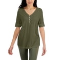 thumbnail image 2 of Karen Scott Women's Solid Elbow-Sleeve Henley Tunic Top, 2 of 2