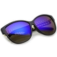 thumbnail image 4 of sunglassLA Female Oversize Horn Rimmed Metal Temple Mirror Square Lens Cat Eye Sunglasses 62mm (Black-Gold / Purple Mirror) - 62mm, 4 of 4